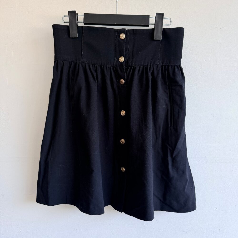 Zara Black High Waist Button Front Skirt